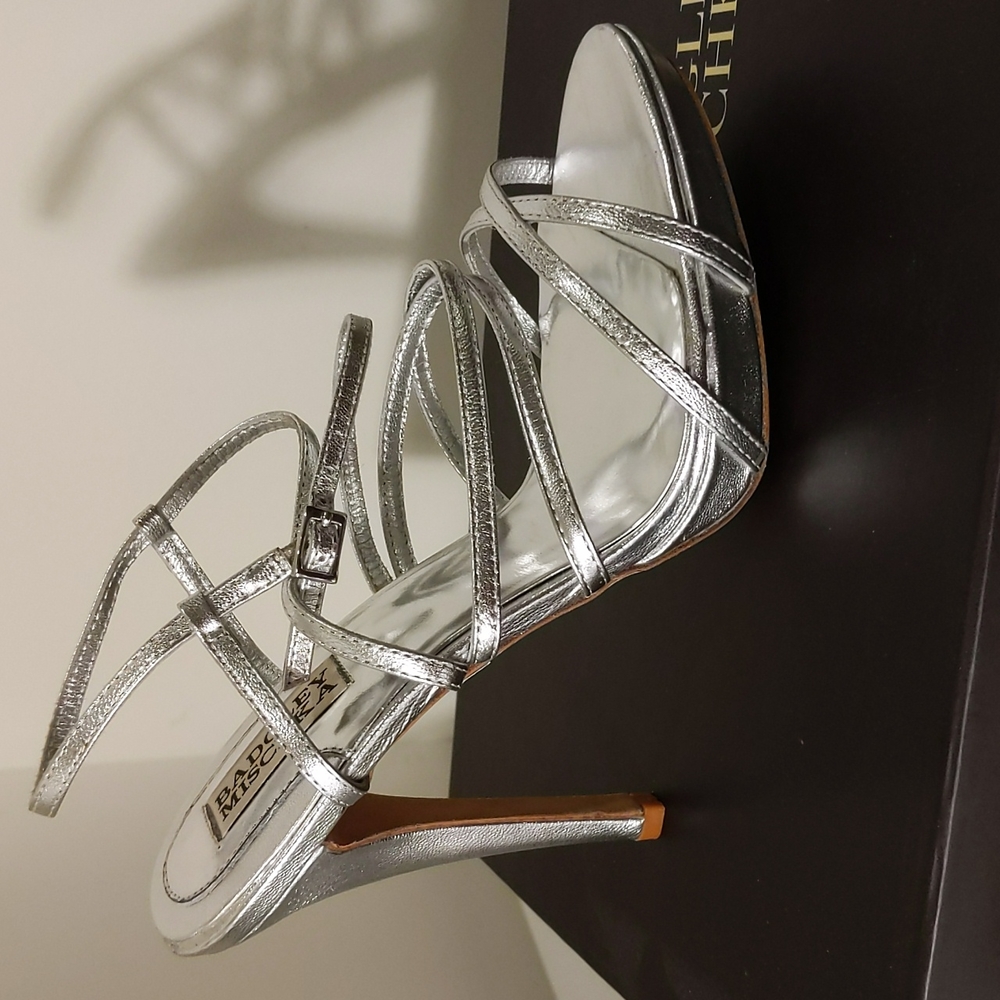 Bagley Mischka Silver Strappy Stilettos